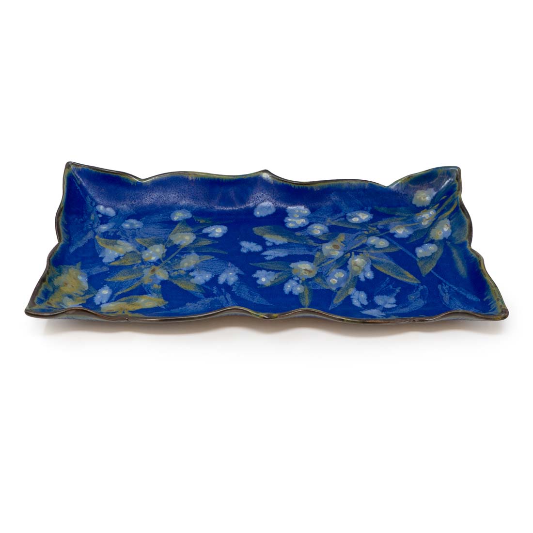 Blue Lotus Long Ceramic Serving Tray