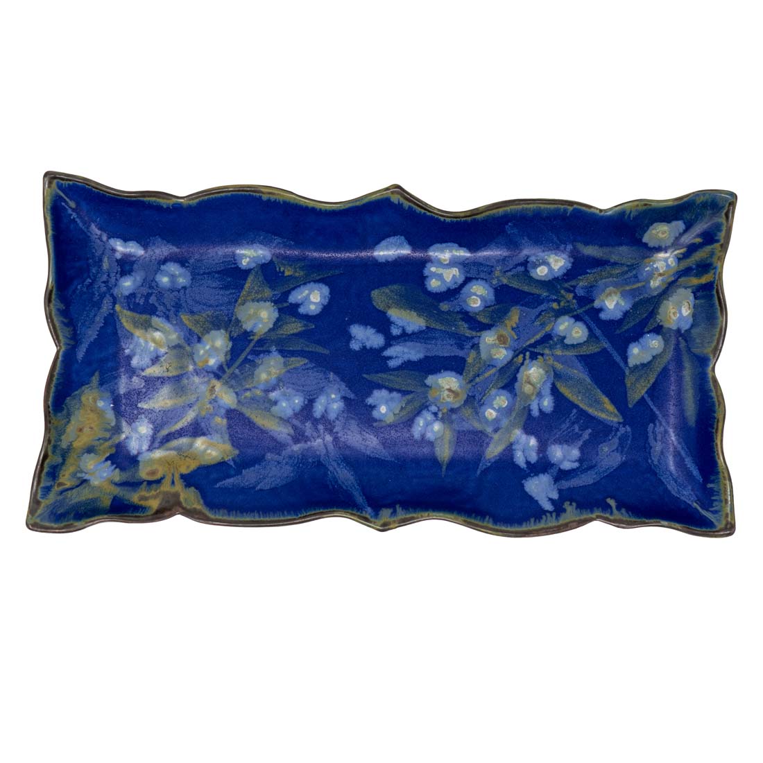 Blue Lotus Long Ceramic Serving Tray