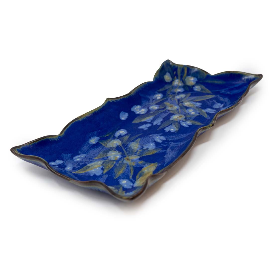 Blue Lotus Long Ceramic Serving Tray