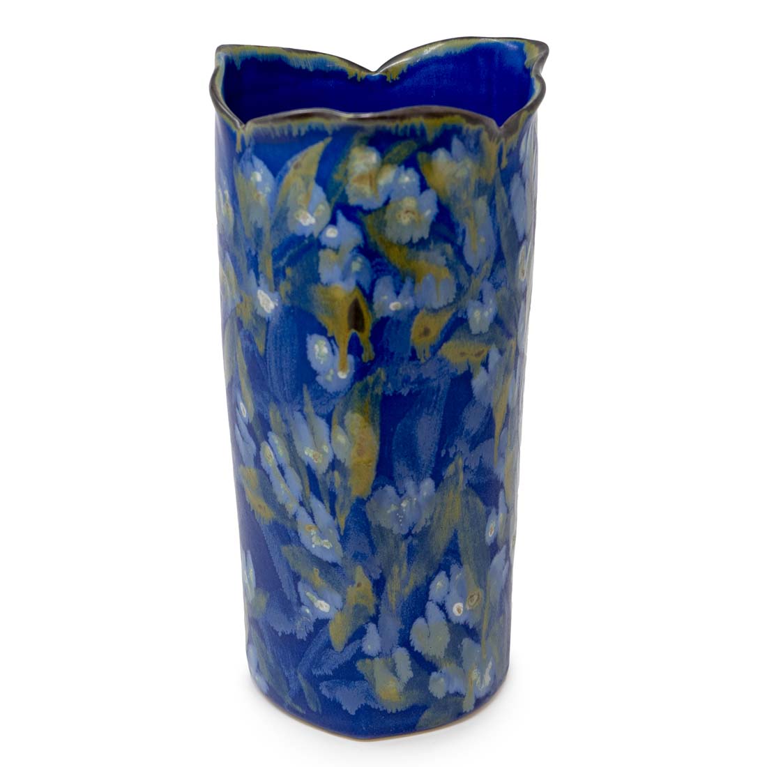 Blue Lotus Triangle Ceramic Vase