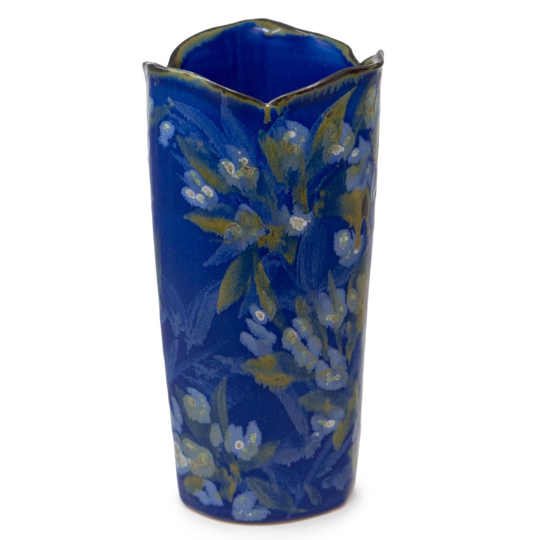 Blue Lotus Triangle Ceramic Vase