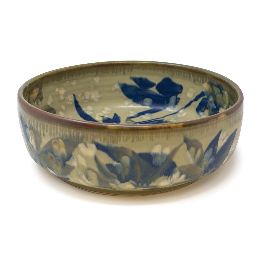 Green Lotus Large Ceramic Serving Bowl