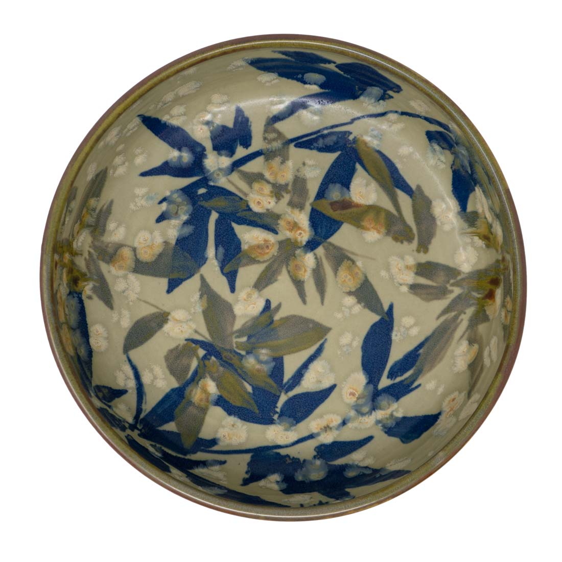 Green Lotus Large Ceramic Serving Bowl