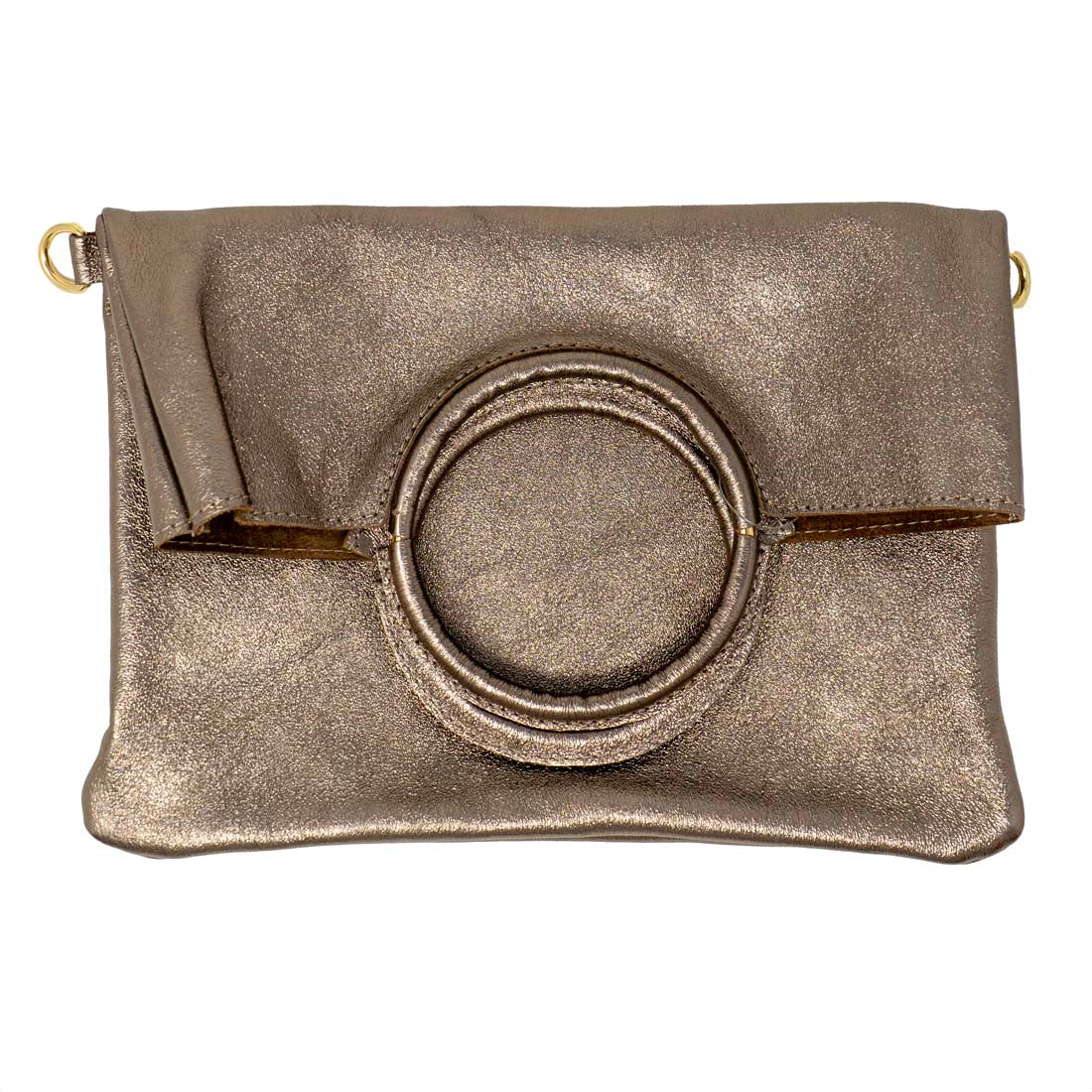 Leather purse with ring handle