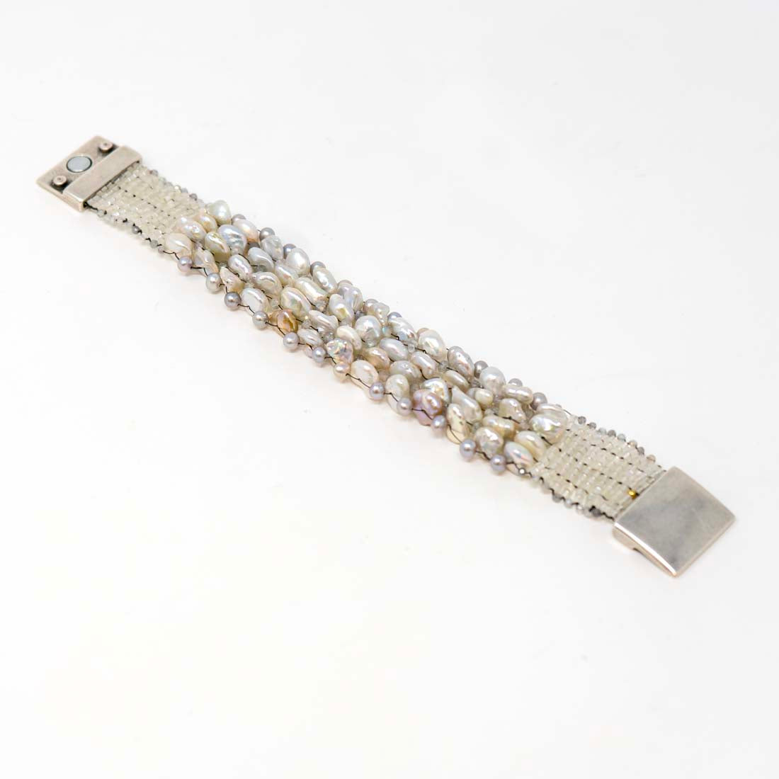 Pearl &amp; Zircon Beaded Bracelet