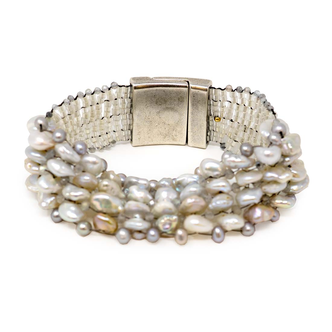 Pearl &amp; Zircon Beaded Bracelet