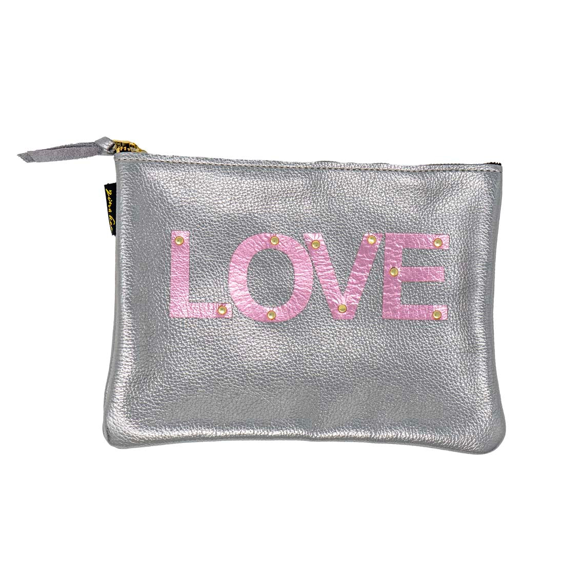 Rose &#39;Love&#39; Metallic Leather Clutch