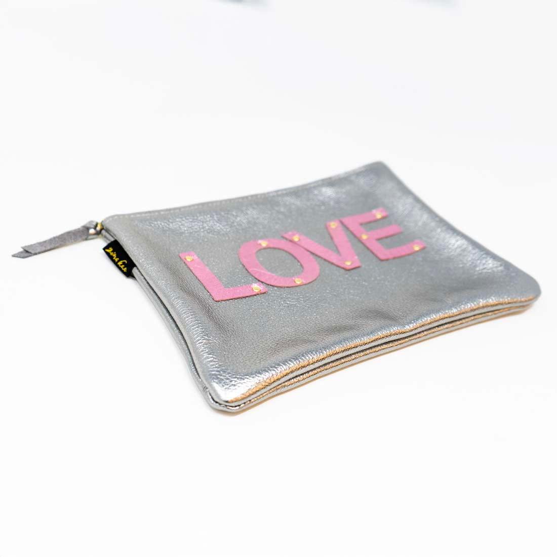 Rose &#39;Love&#39; Metallic Leather Clutch