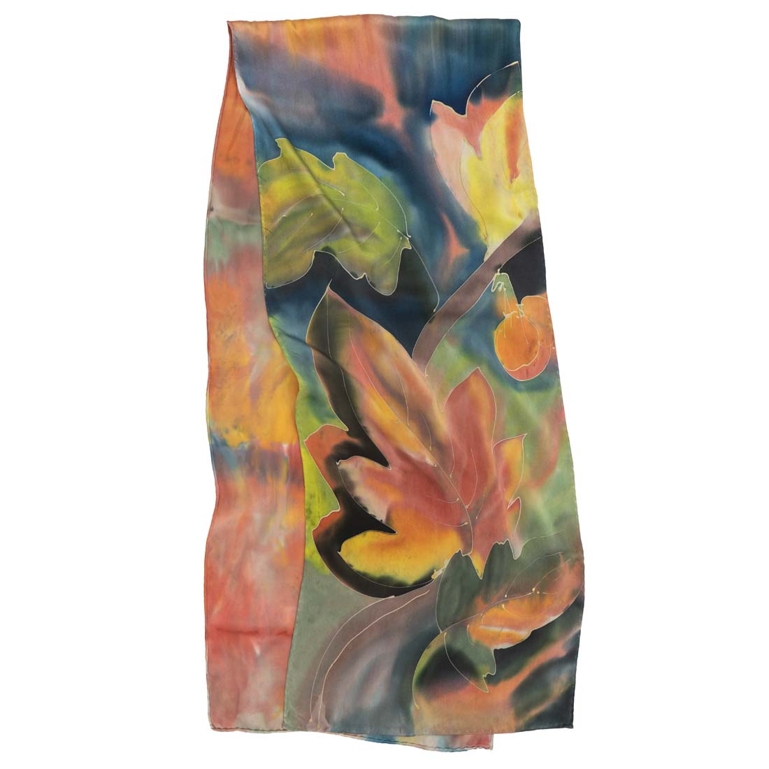 Falling Leaves Hand-Painted Silk Scarf