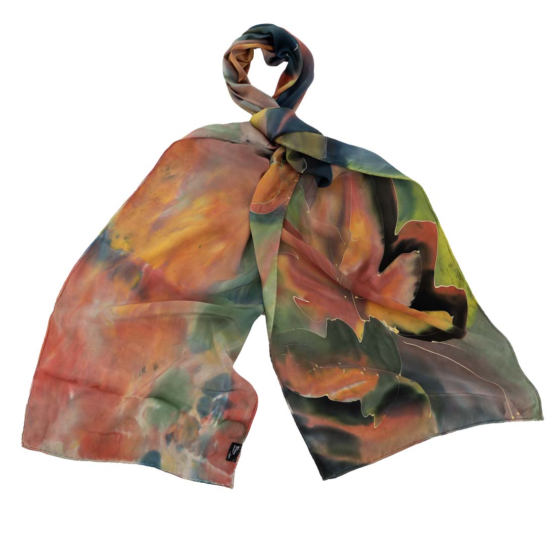 Falling Leaves Hand-Painted Silk Scarf