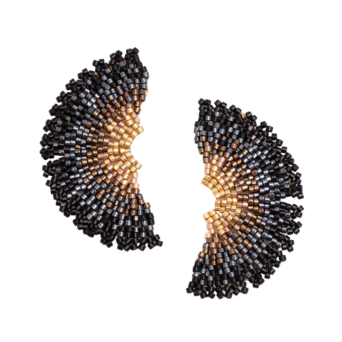 Handwoven Beaded Ginkgo Leaf Stud Earrings