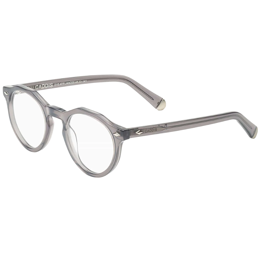 Gray round eyeglasses side profile