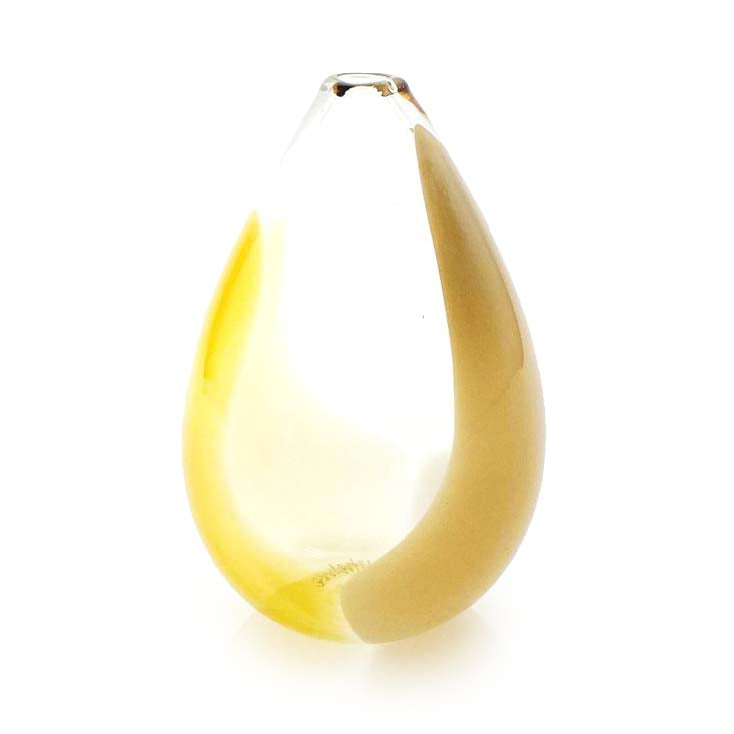 Yellow glass vase on a white background