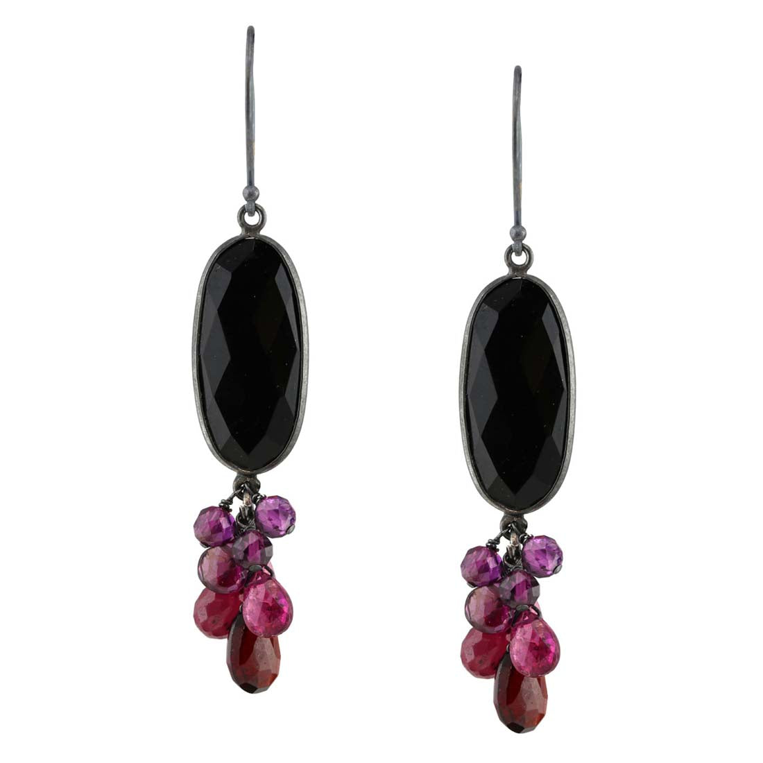 Black Onyx Cluster Earrings