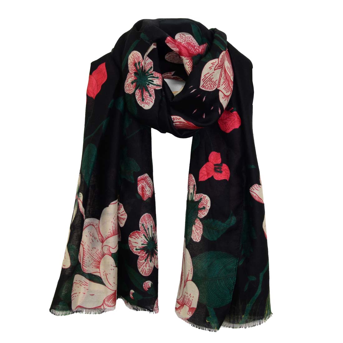 Black Climbing Florals Scarf