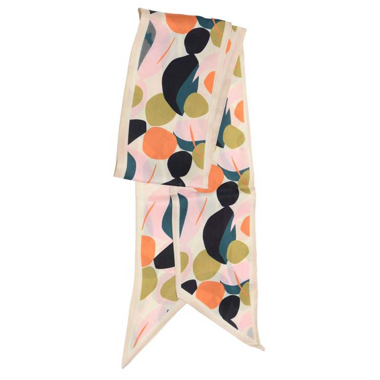 Multi-Color Abstract Double Sided Slim Scarf