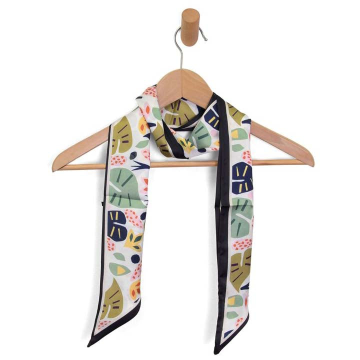 Multi-Color Leafy Double Sided Slim Scarf