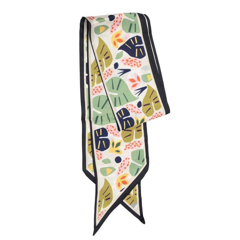 Multi-Color Leafy Double Sided Slim Scarf
