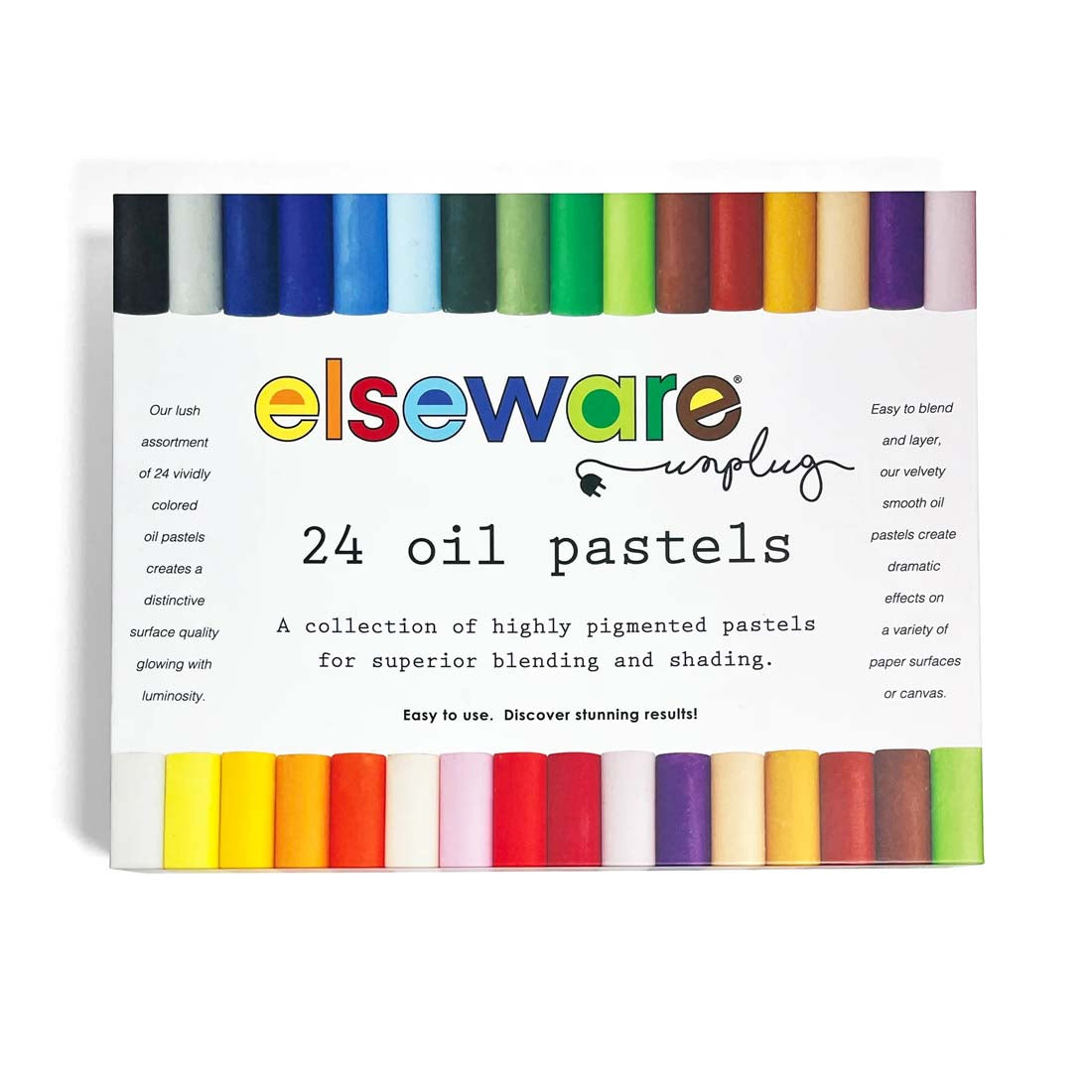 Set of 24 oil pastels in a box with 'elseware' branding on a white background