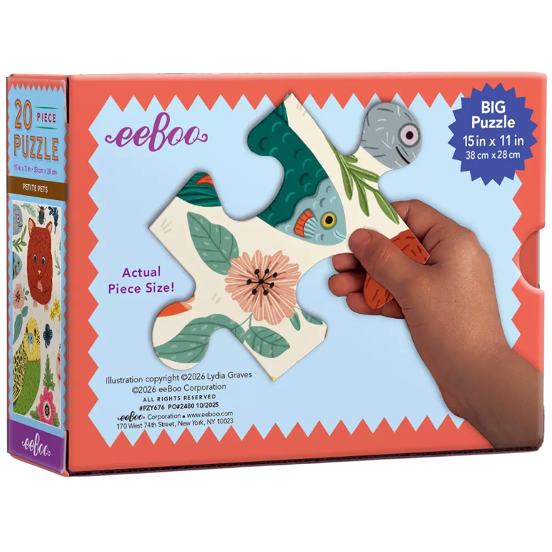 Children's puzzle box with colorful illustrations of animals and nature on a white background