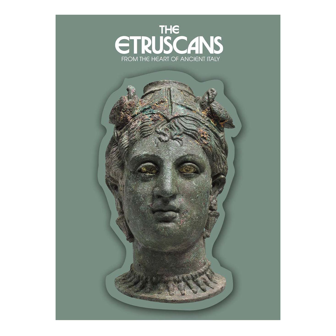 Book cover featuring an ancient statue head with a green background and 'The Etruscans' text.