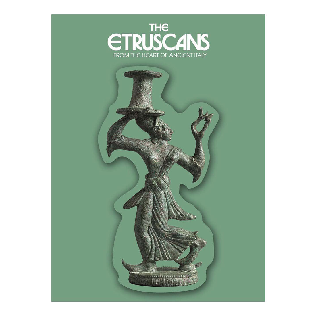 Book cover featuring an ancient statue on a green background with 'The Etruscans' text.