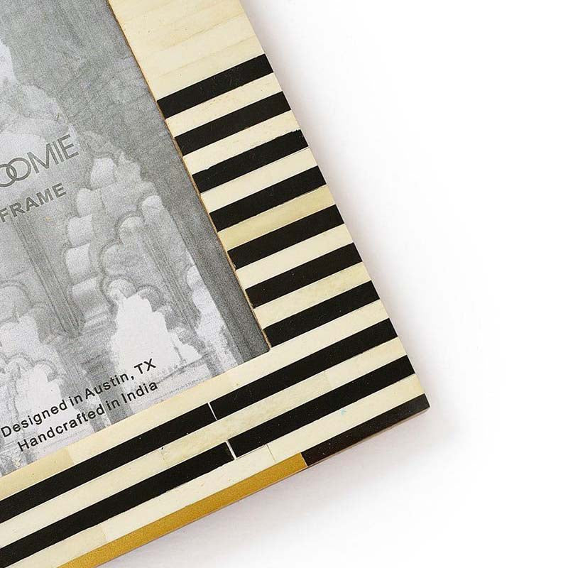 Mukhendu Stripe 5x7 Black & White Bone Picture Frame