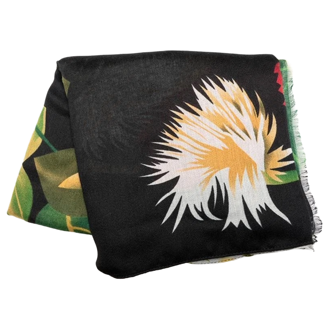 Vivid Floral Black Scarf