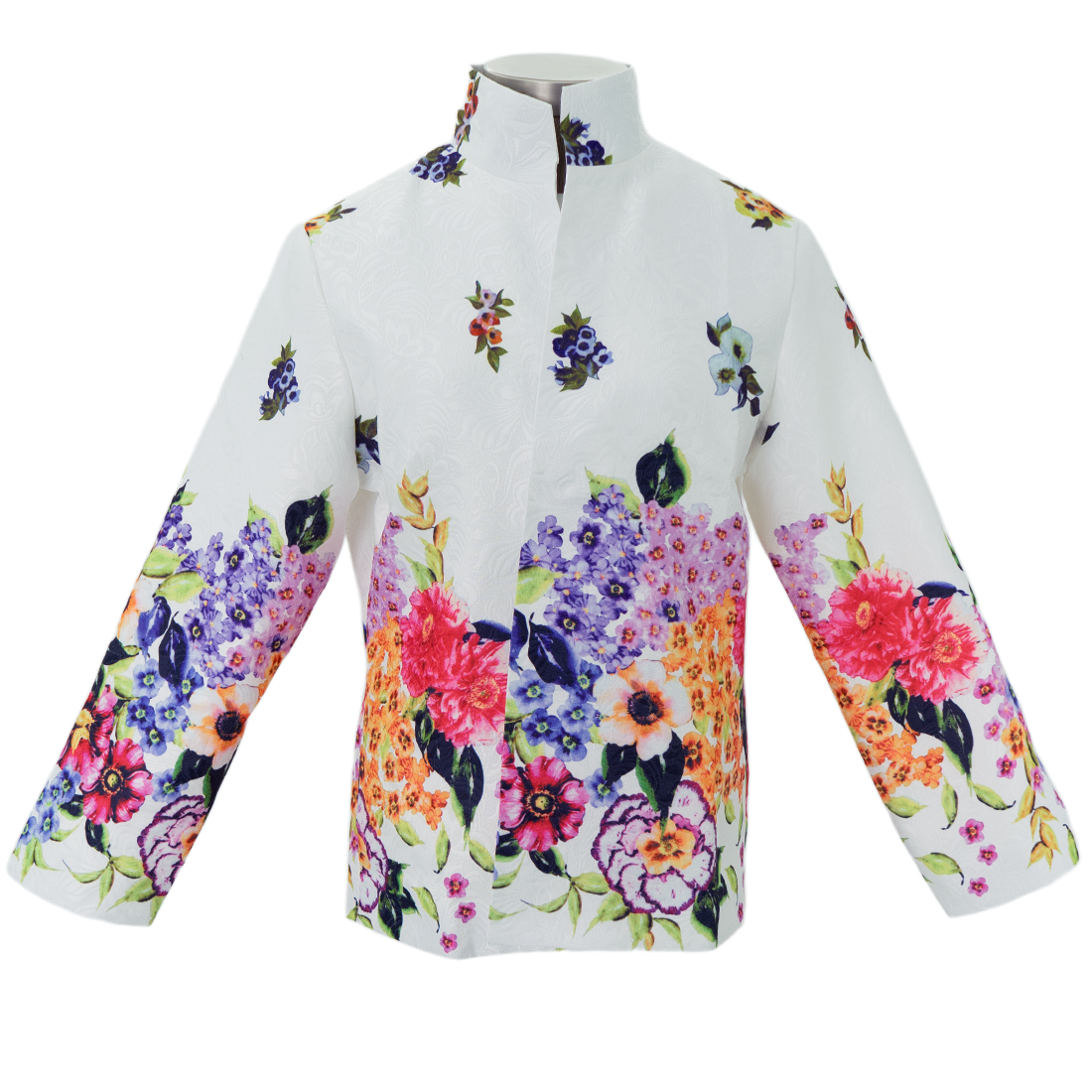 Colorful floral-patterned short coat