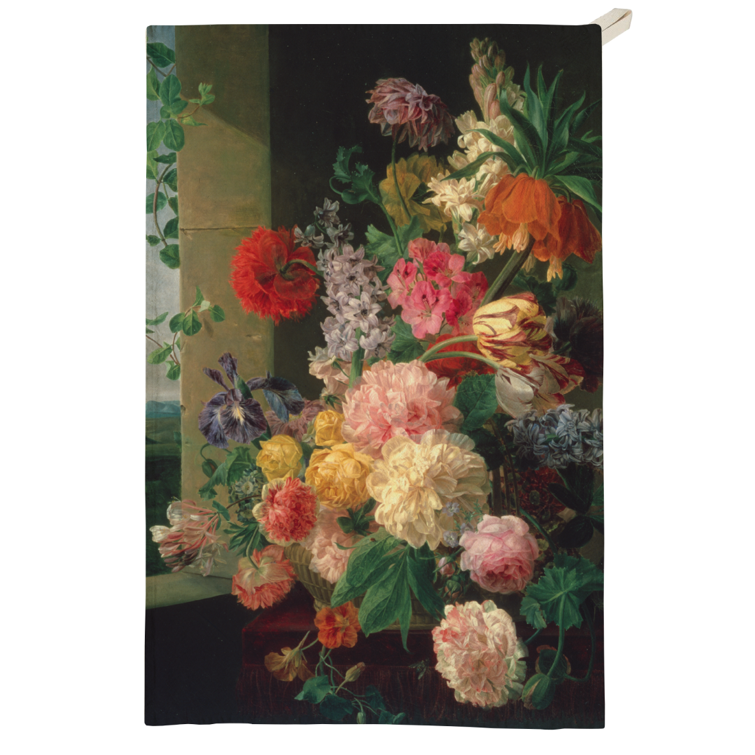 Van Dael Flowers Before A Window Tea Towel