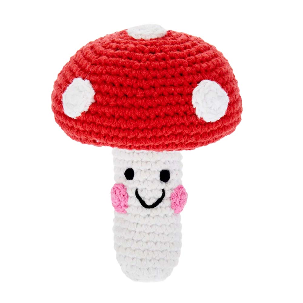 Friendly Knit Mushroom Rattle