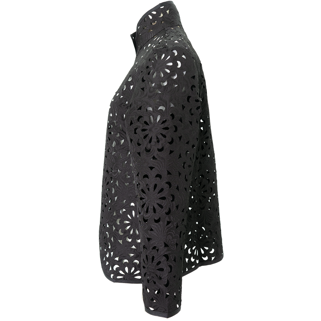 Black laser-cut jacket side view