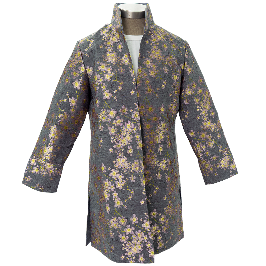 Floral patterned coat on a mannequin 