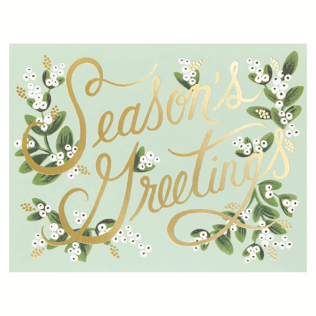 Mistletoe Season&#39;s Greetings Foiled Holiday Boxed Cards