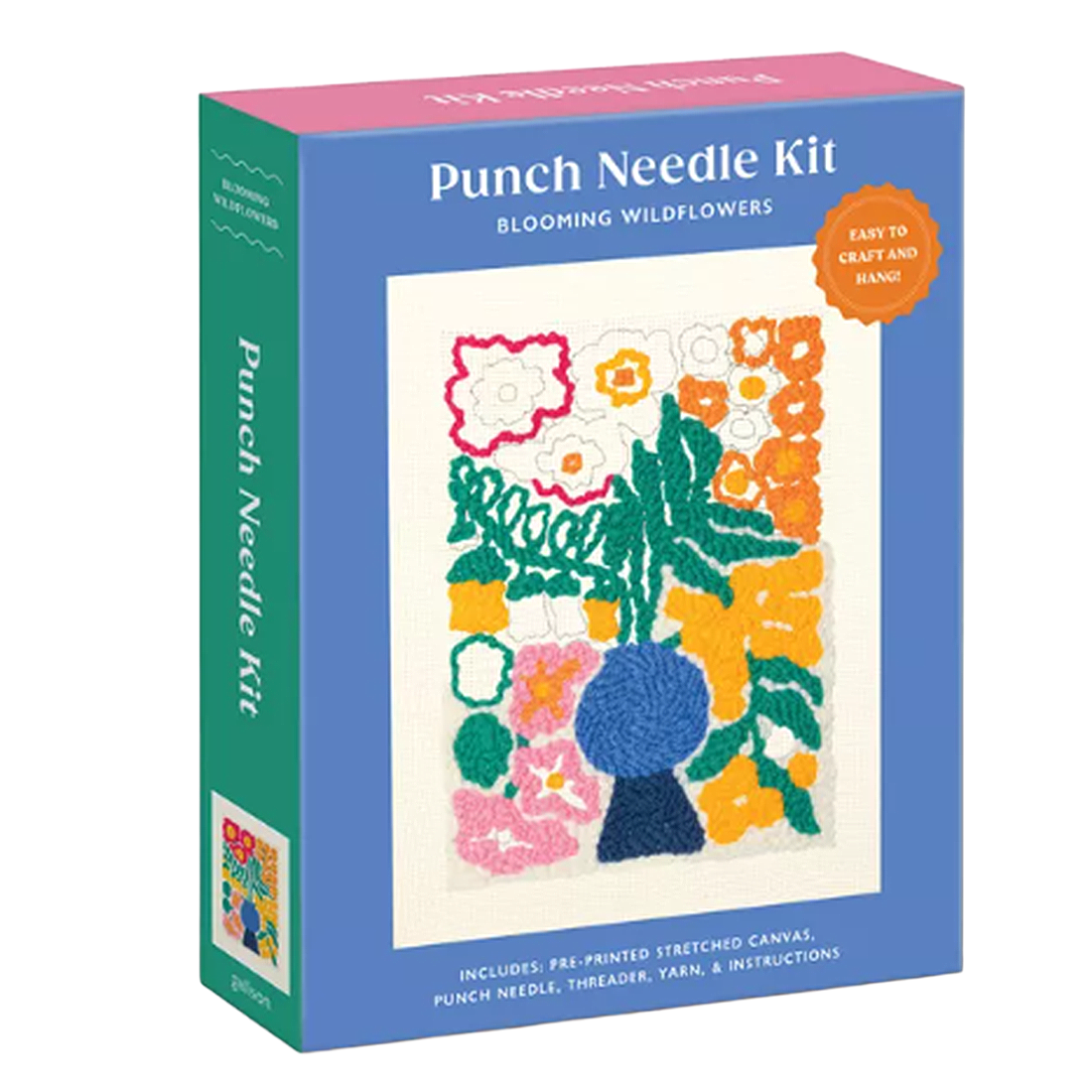 Punch Needle Kit packaging with floral design on a white background