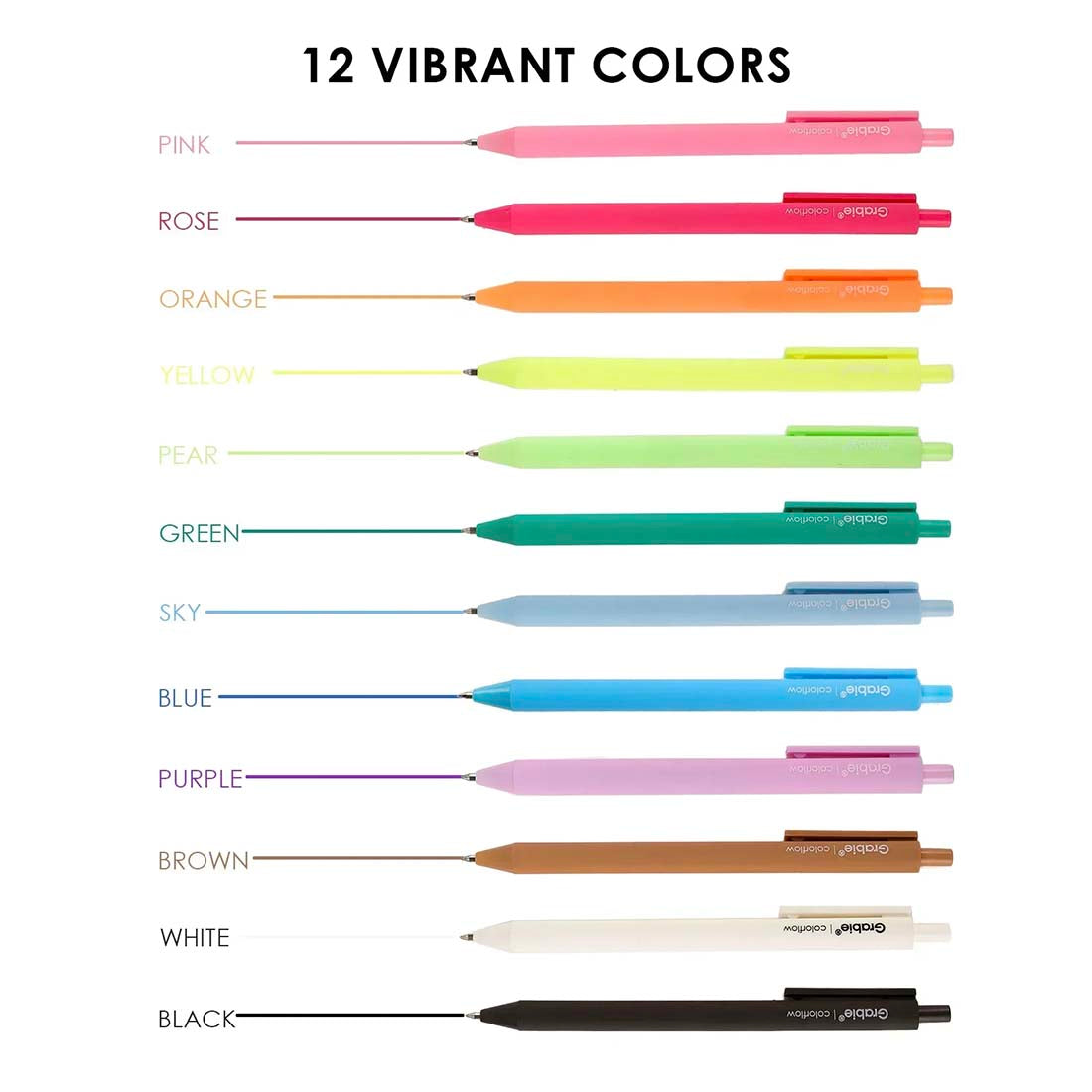 Retractable Colorflow Acrylic Gel Pen Set of 12