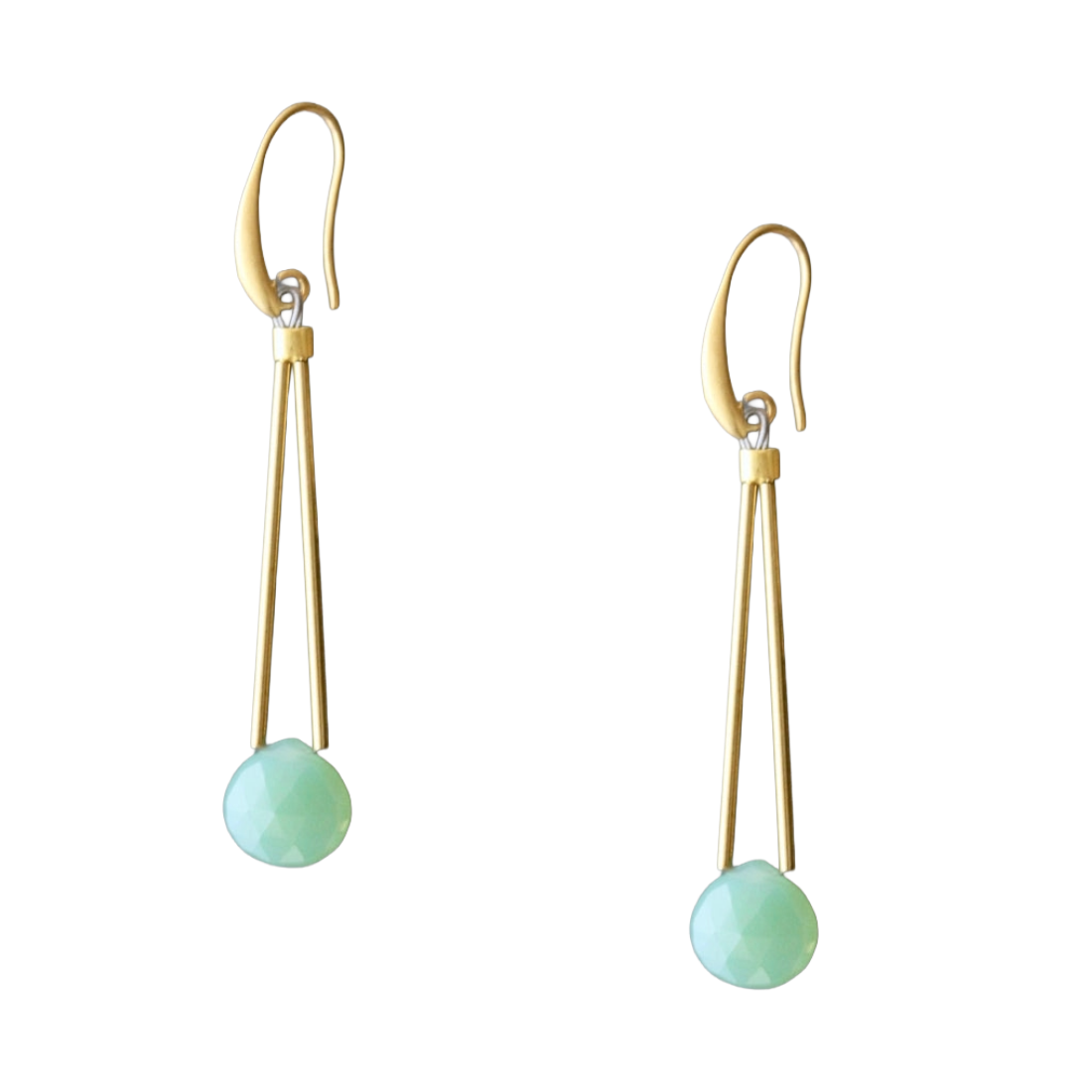 Green Onyx Geometric Earrings