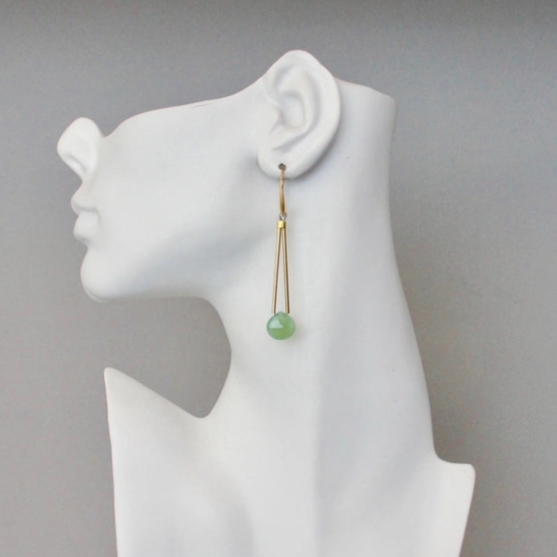 Green Onyx Geometric Earrings