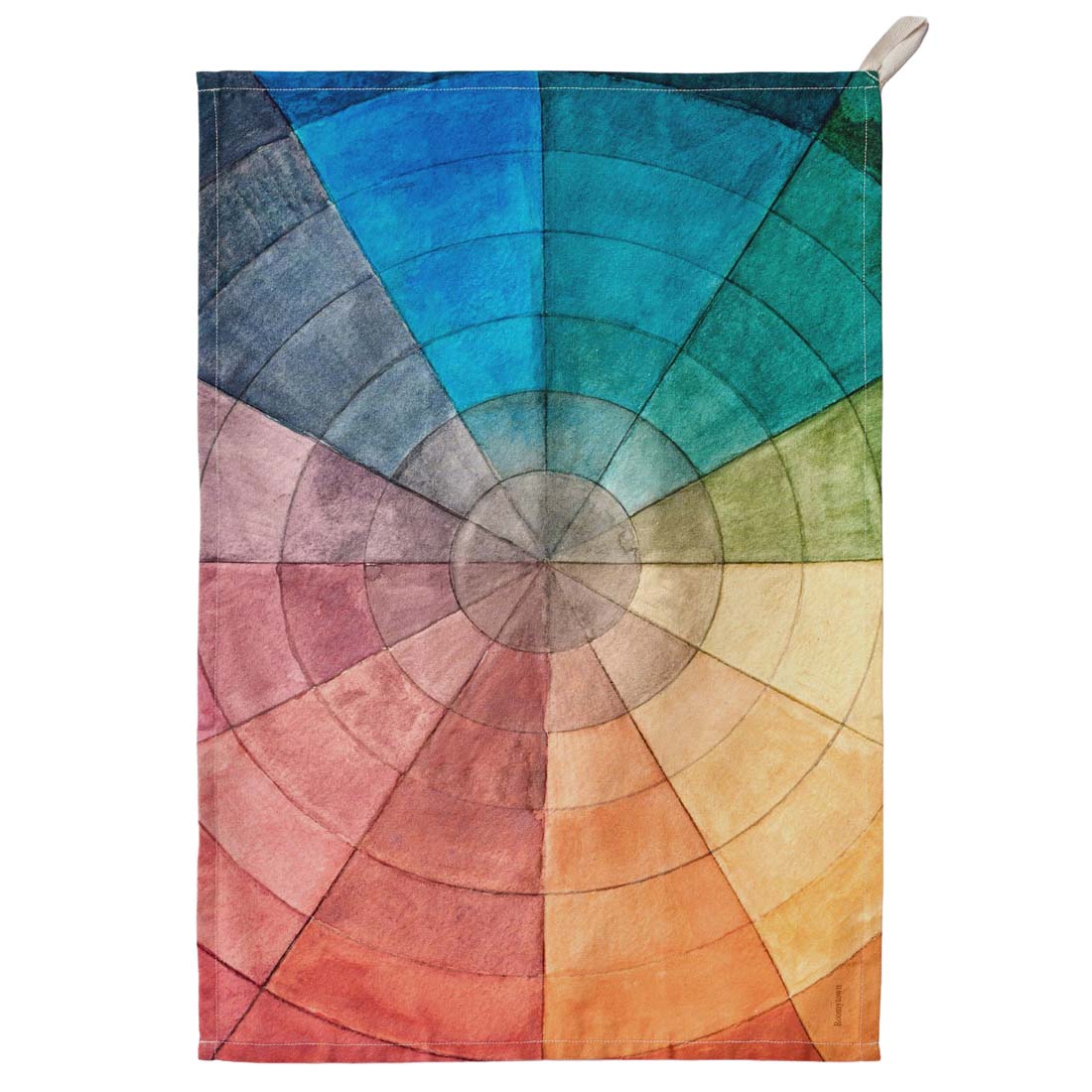 Color wheel rug with circular gradient pattern on a white background
