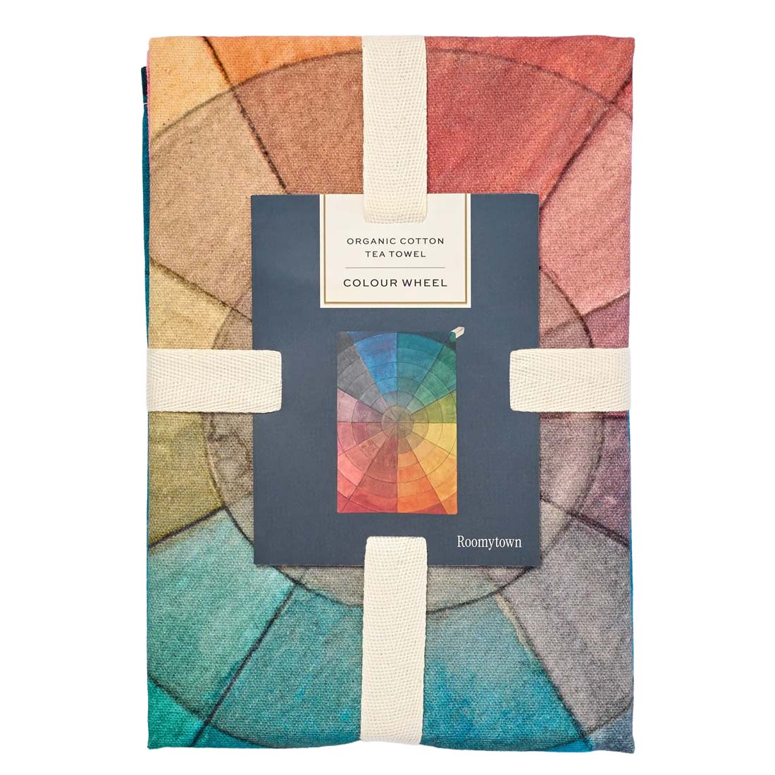 Color wheel rug with circular gradient pattern on a white background