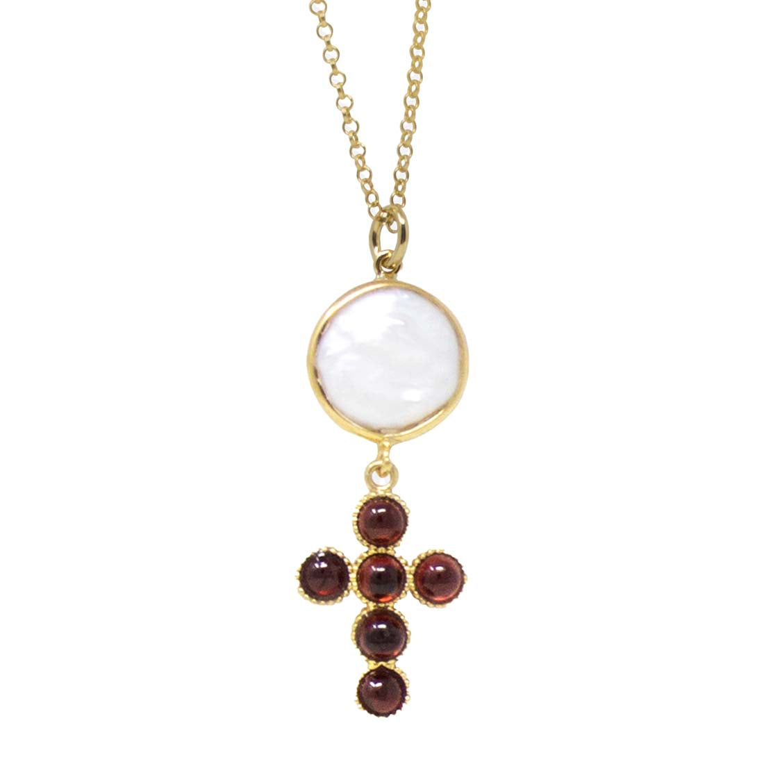 Hope Gold-plated Garnet Cross Necklace