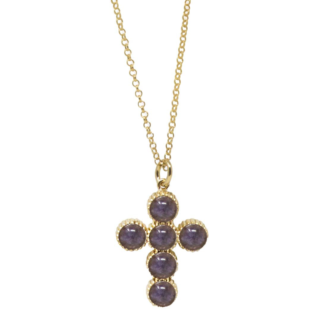 Hope Gold-Plated Iolite Cross Necklace