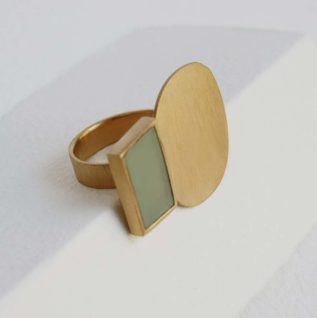 Collage Enamel Ring Size 8