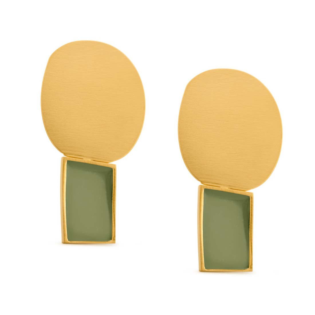 Small Green & Gold Collage Earrings