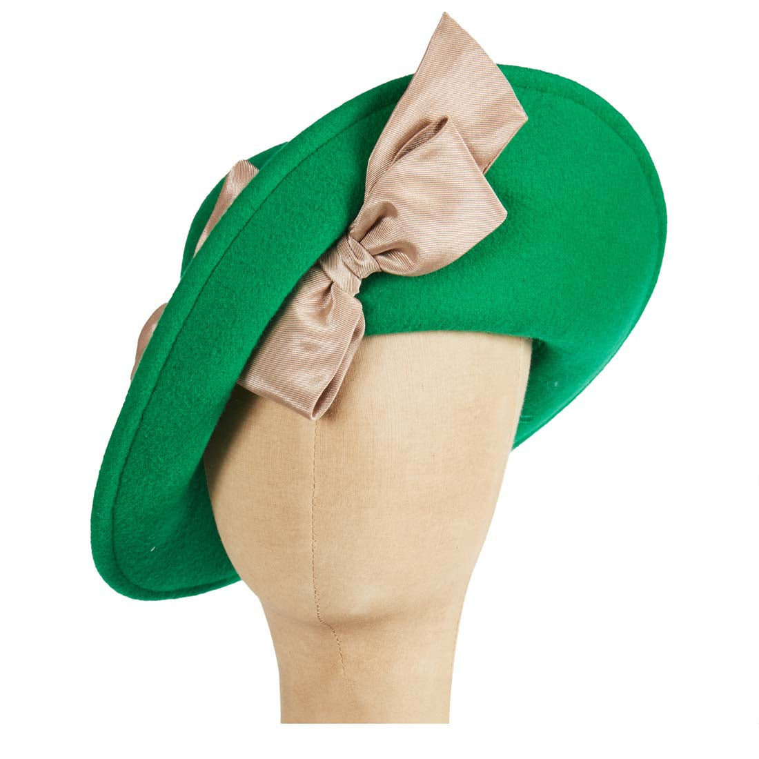 Asymmetrical Green Wool Felt Hat