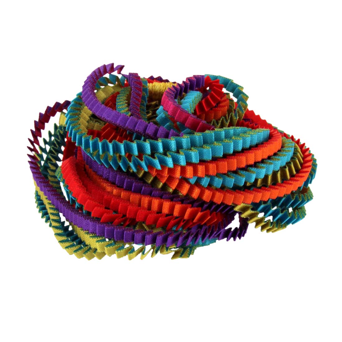 Pleated Multi-Colored Red Satin Polyester Necklace