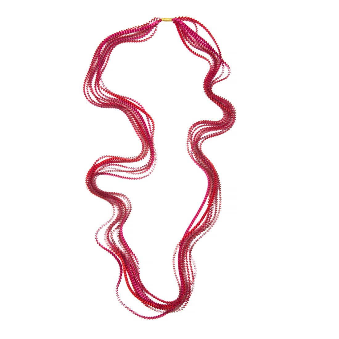 Pleated Red Fuchsia Satin Polyester Necklace