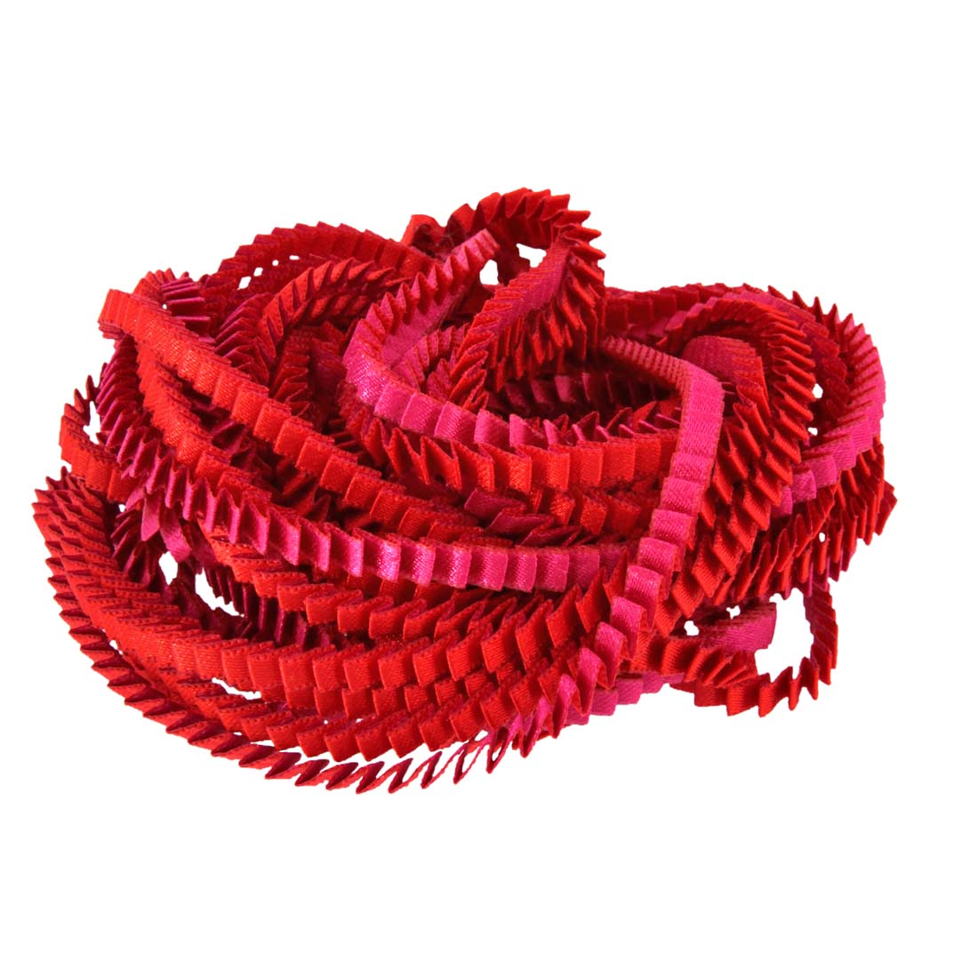 Pleated Red Fuchsia Satin Polyester Necklace