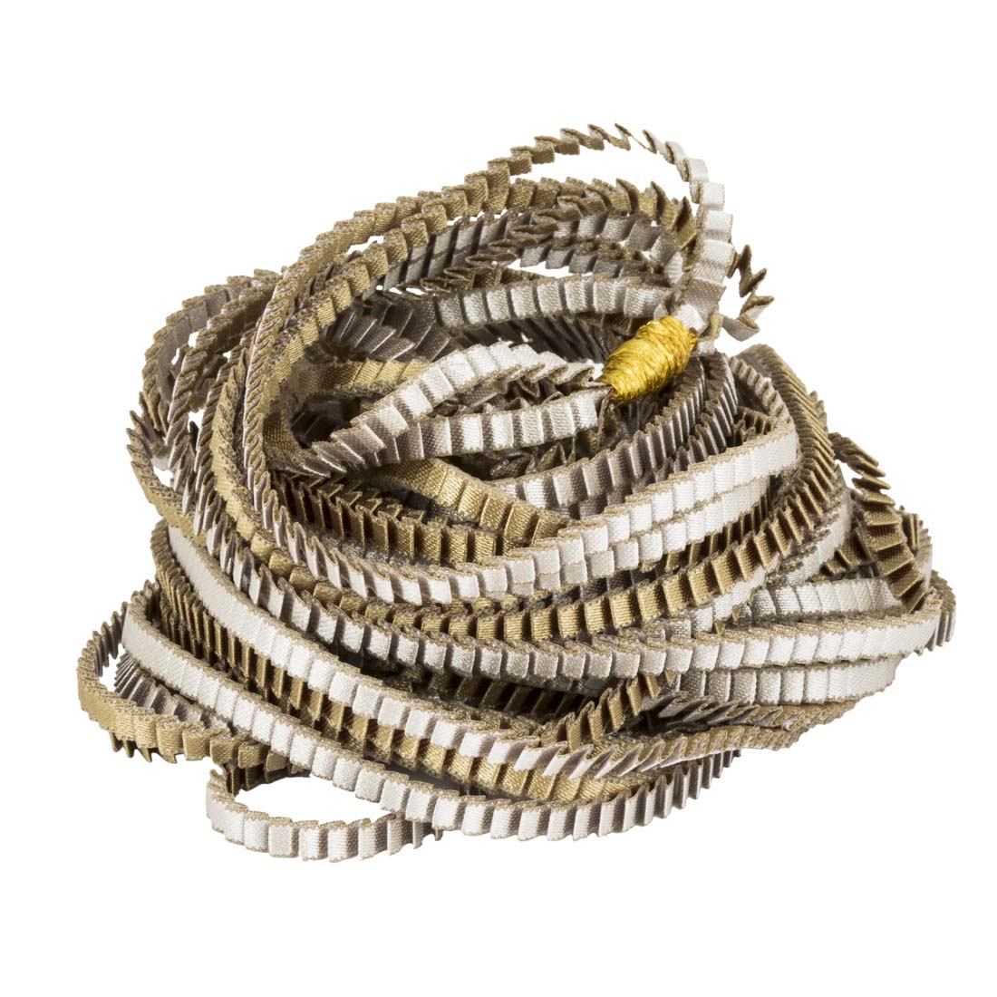 Pleated Olive Silver Satin Polyester Necklace