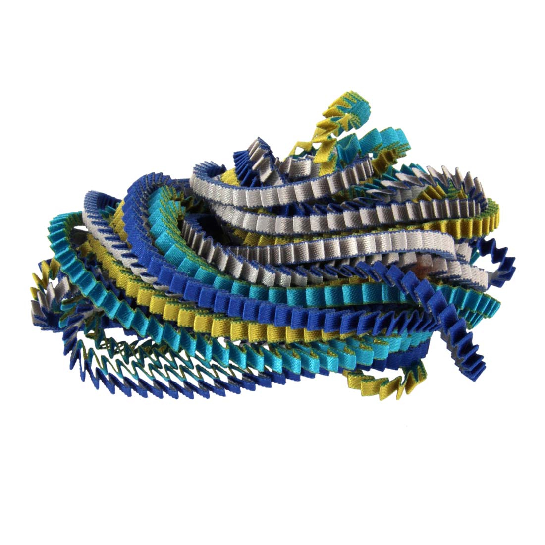 Pleated Multi-Colored Blue Satin Polyester Necklace